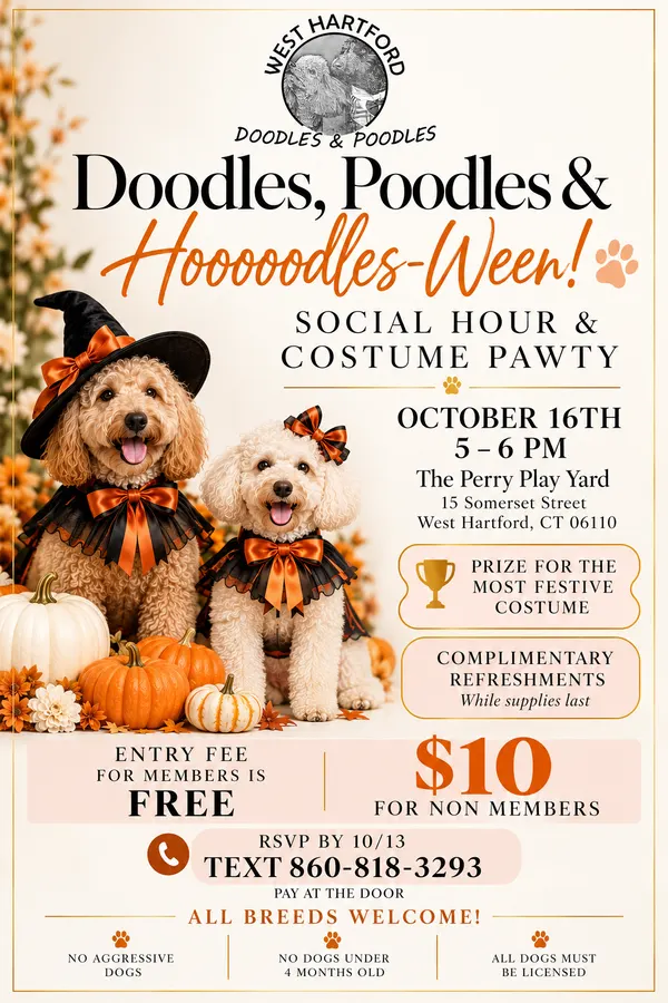 Hooooodles-Ween costume pawty flyer